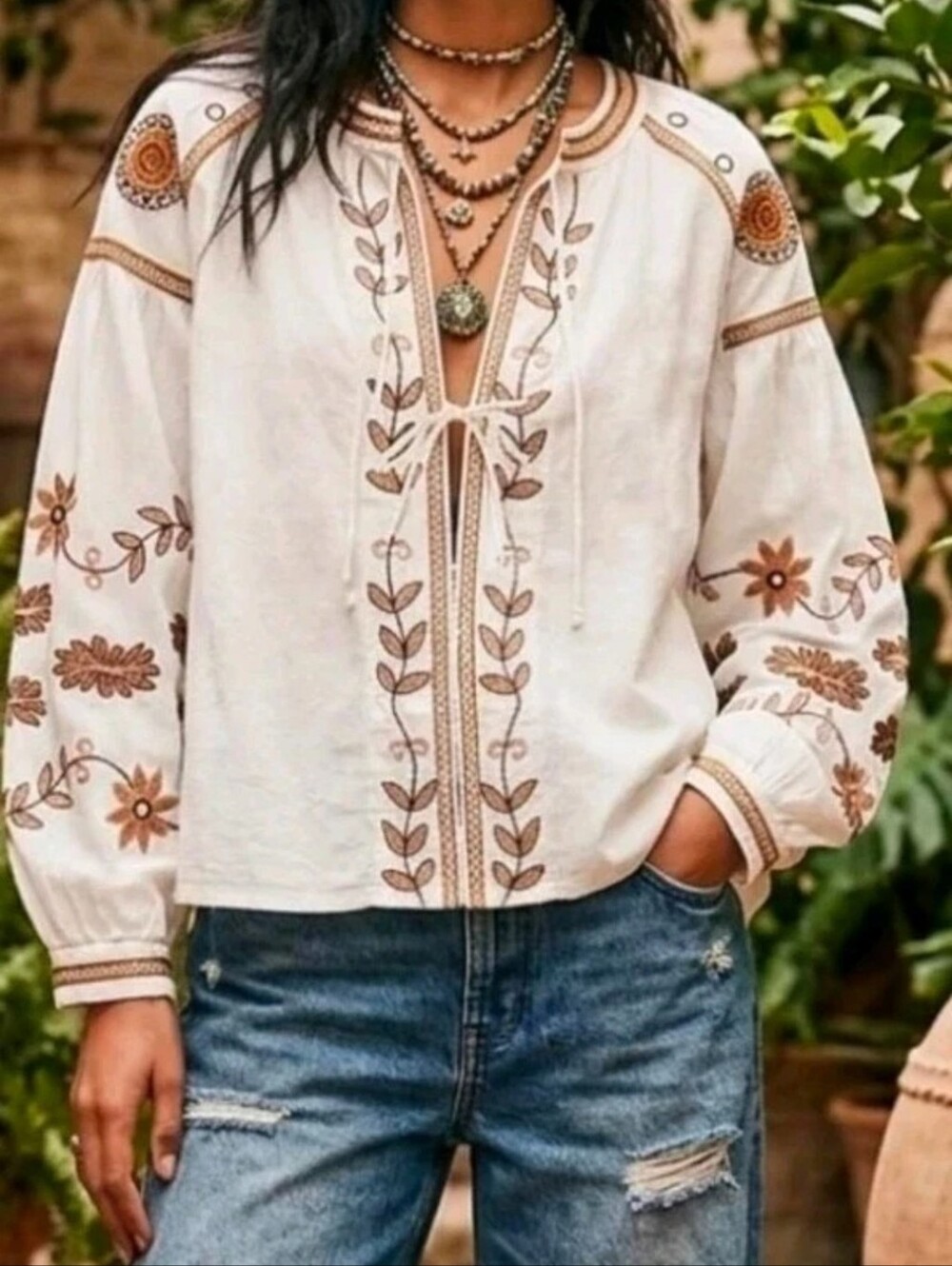 Anthropologie RD & Koko Embroidered Peasant Jacket Cotton Easy Wear